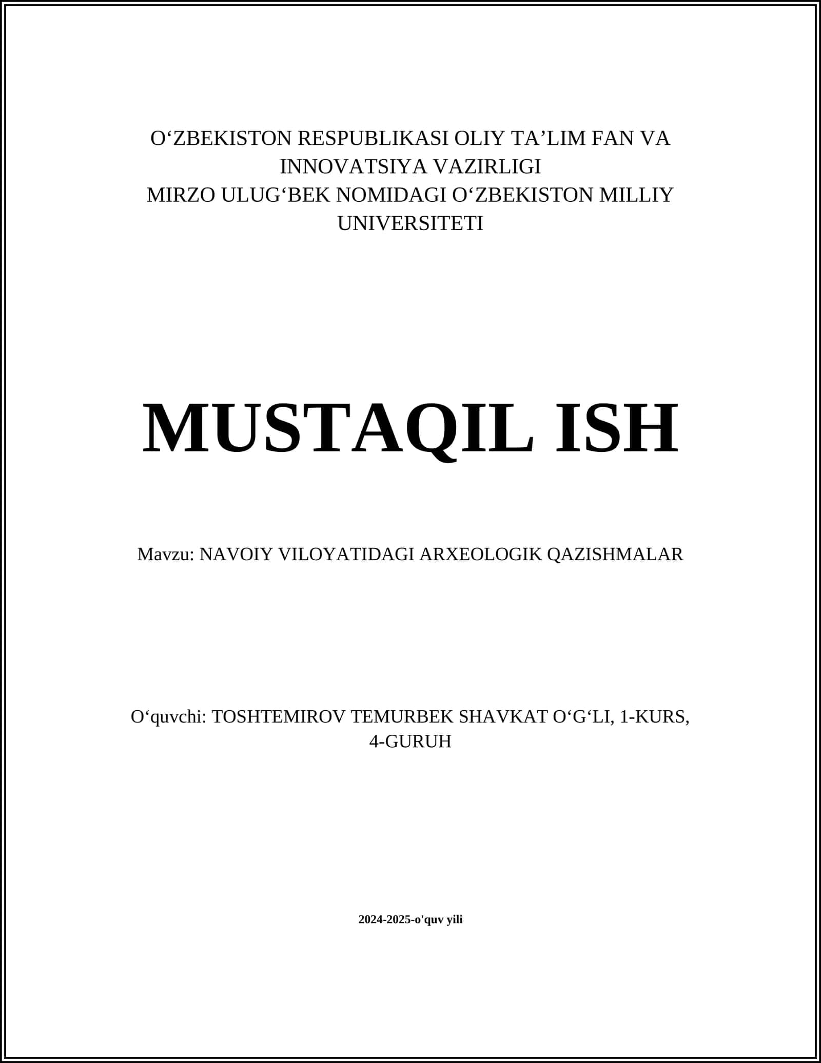 NAVOIY VILOYATIDAGI ARXEOLOGIK QAZISHMALAR 1