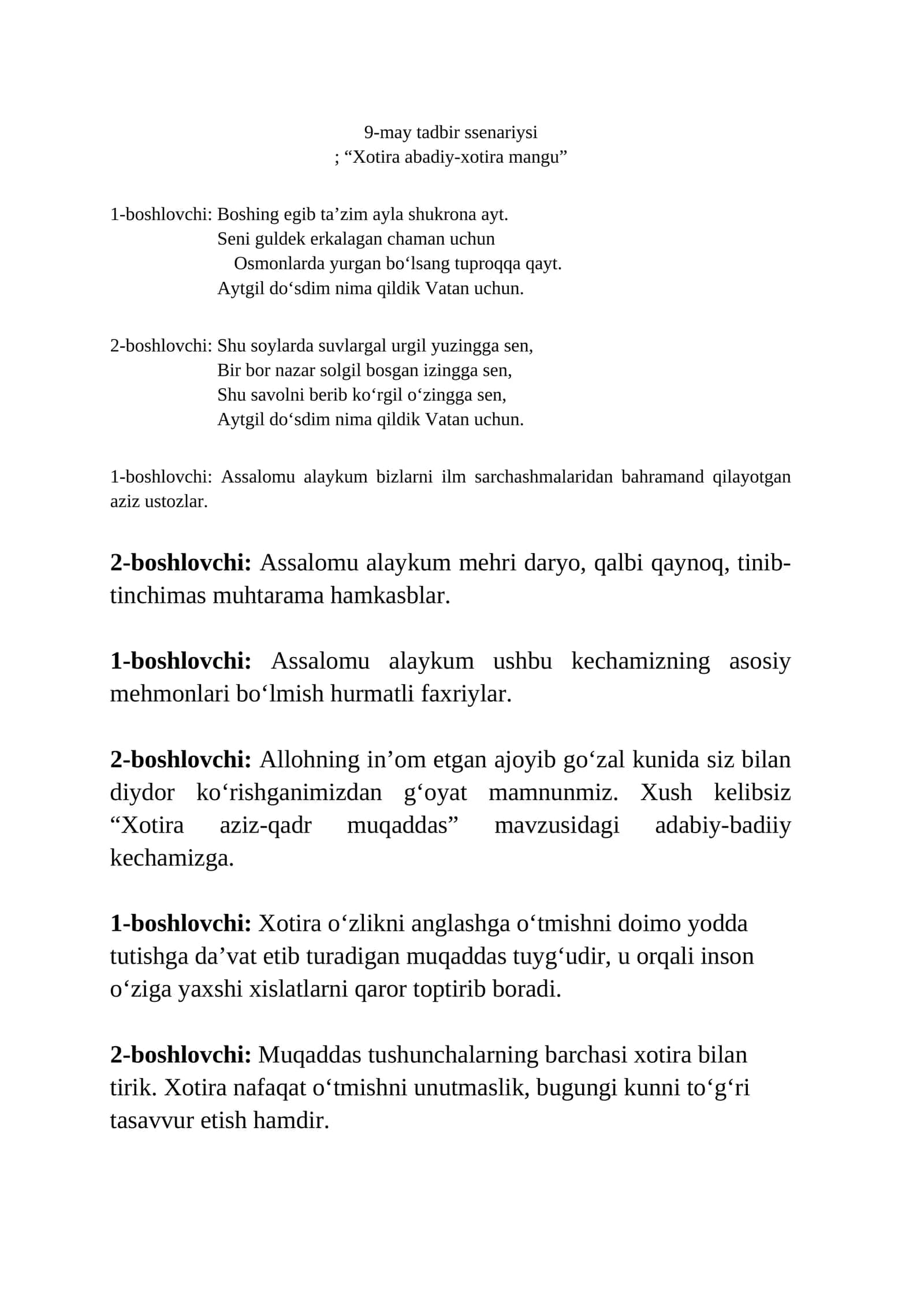"Xotira aziz-qadr muqaddas" 1