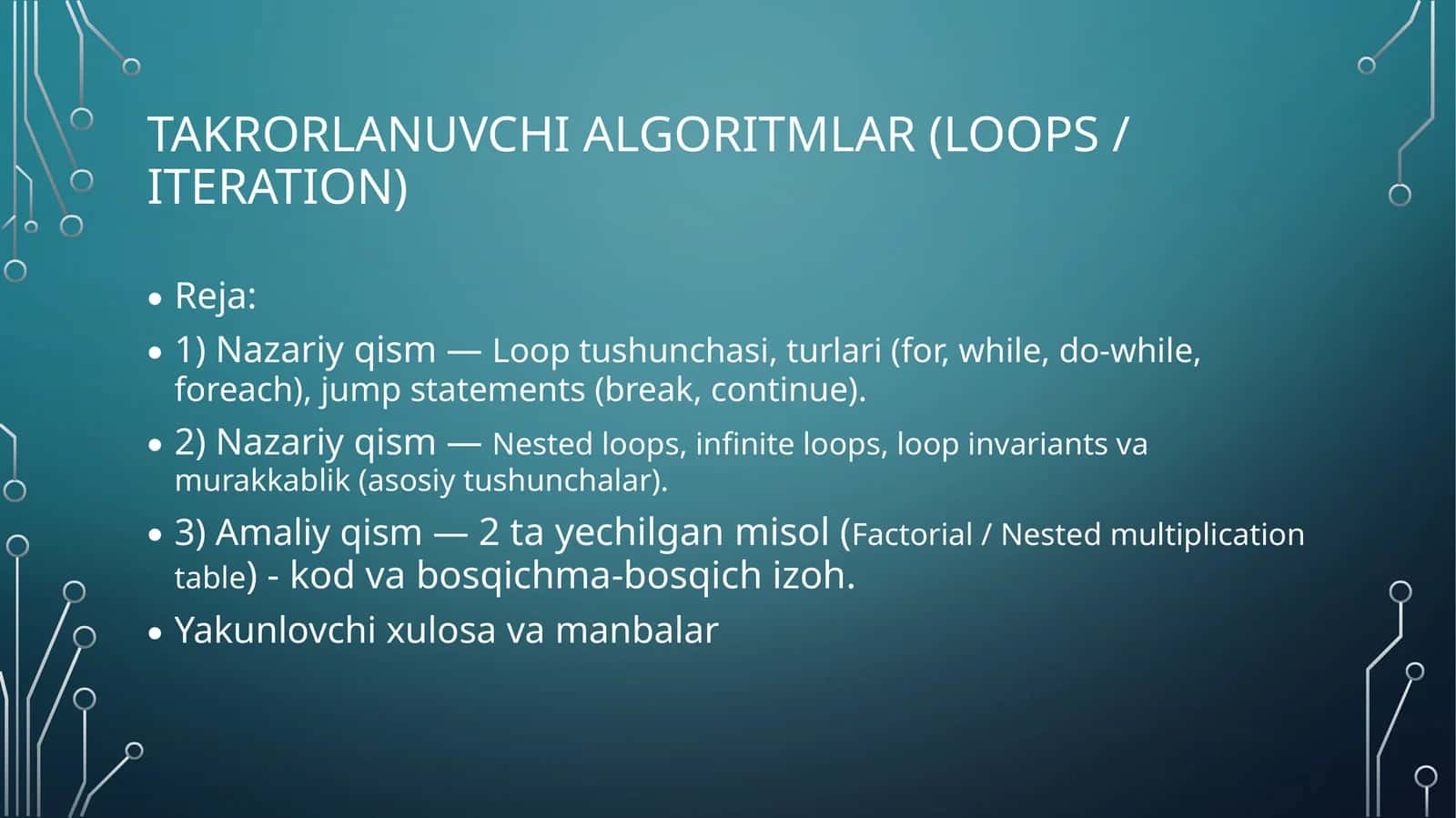 Takrorlanuvchi algoritmlar 1