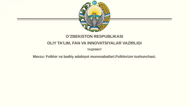 Folklor va Badiiy Adabiyot 1