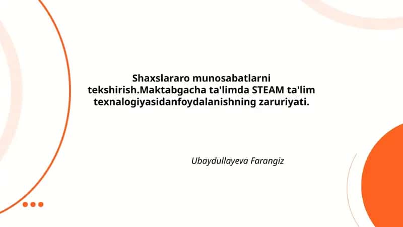 Maktabgacha ta'limda STEAM texnologiyalari 1