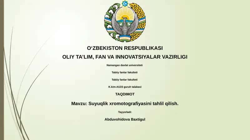 Suyuqlik xromotografiyasini tahlil qilish 1