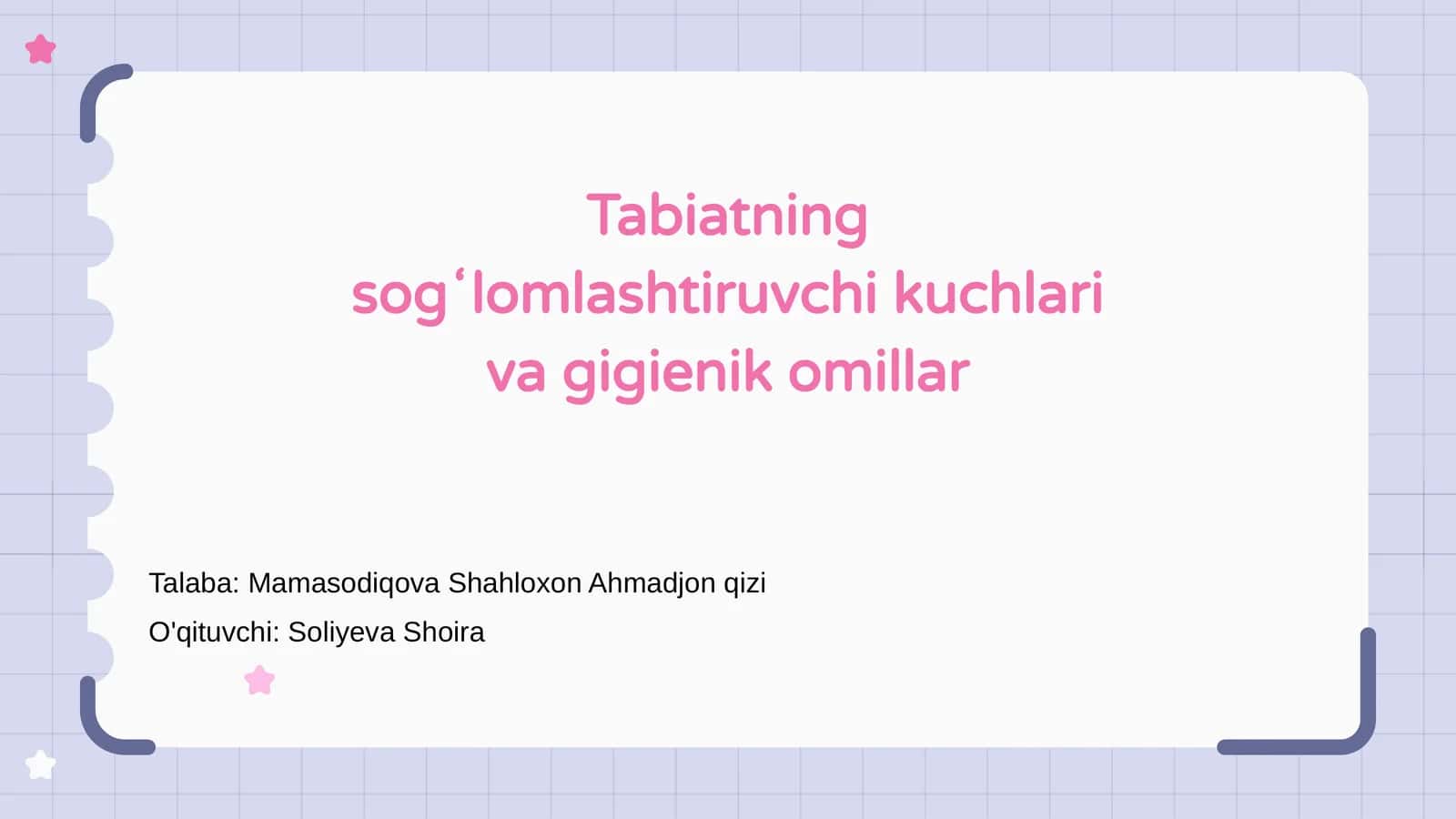 Tabiatning sogʻlomlashtiruvchi kuchlari va gigienik omillar 1