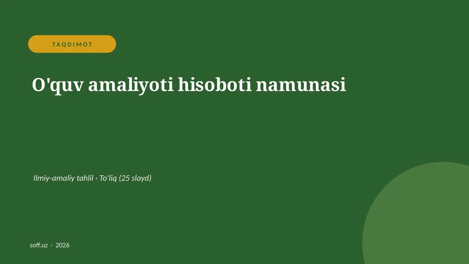 O'quv amaliyoti hisoboti namunasi 1