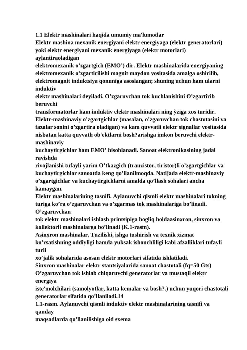 Elеktr mashinalari haqida umumiy ma'lumotlar 1