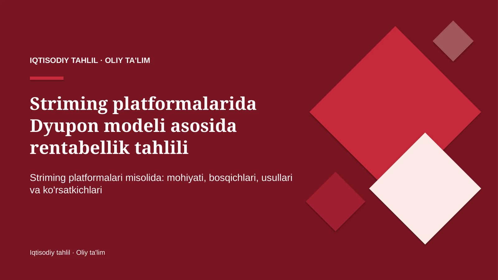 striming platformalarida dyupon modeli asosida rentabellik tahlili 1443 1