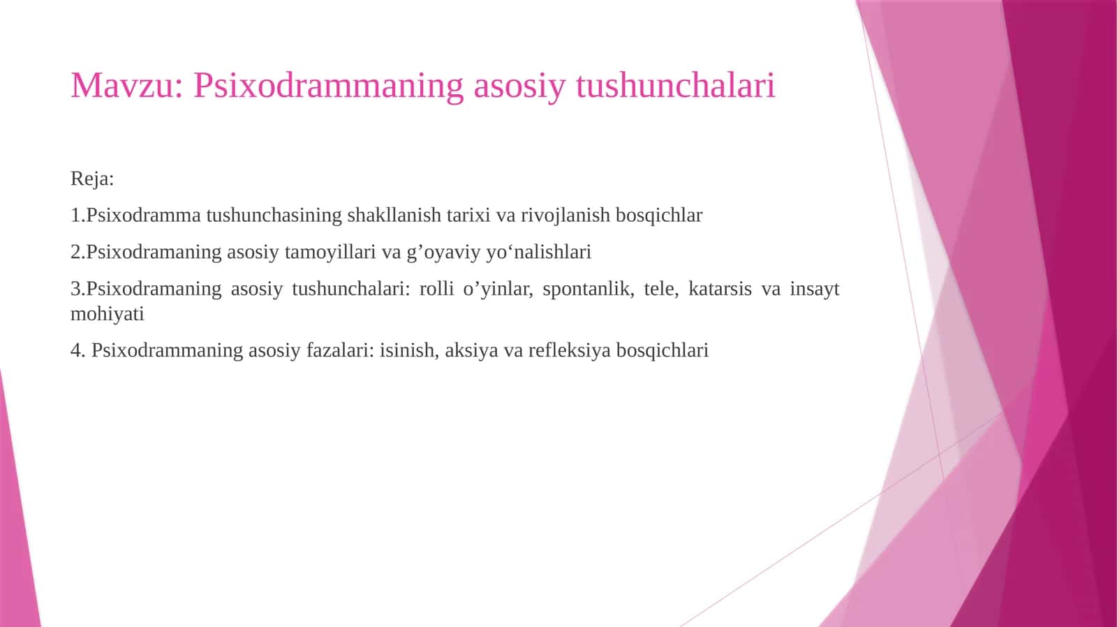 Psixodrammaning asosiy tushunchalari 1