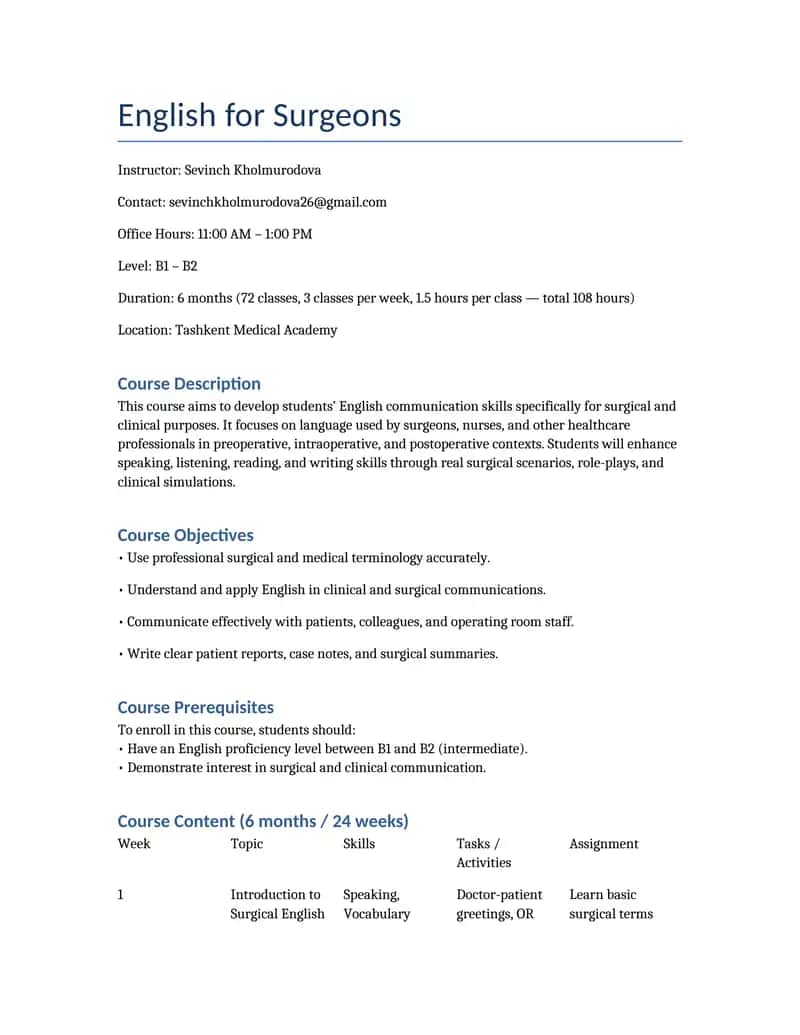 English for Surgeons 1