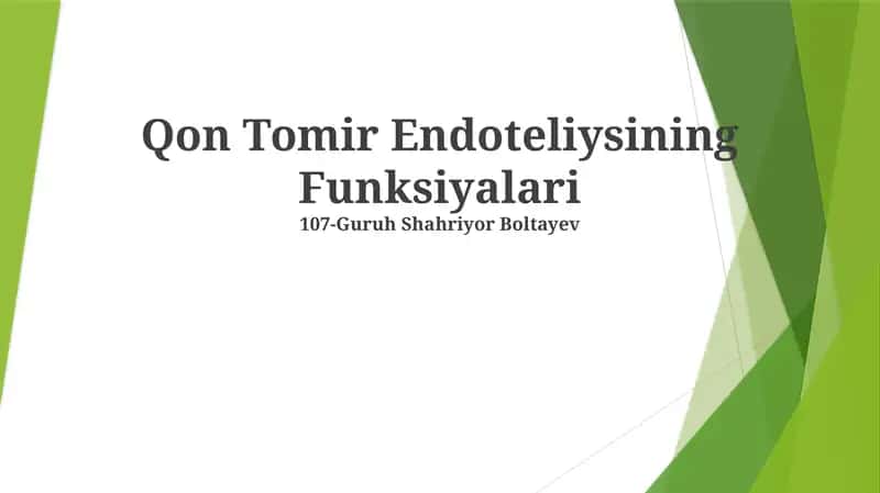 Qon Tomir Endoteliysining Funksiyalari 1