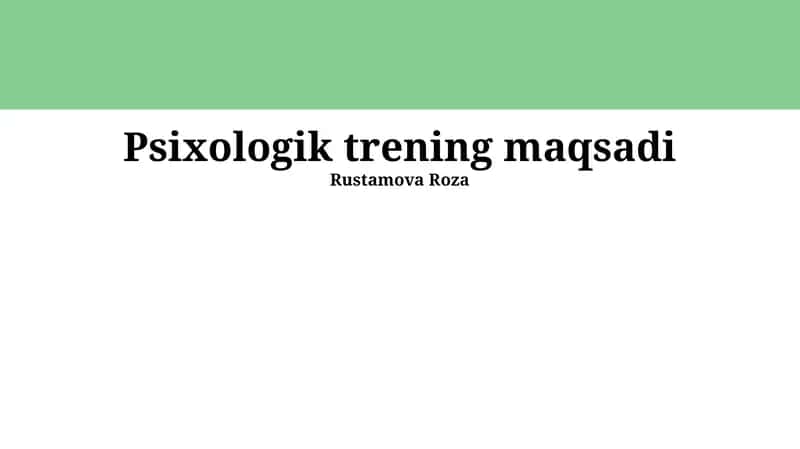 Psixologik trening maqsadi 1