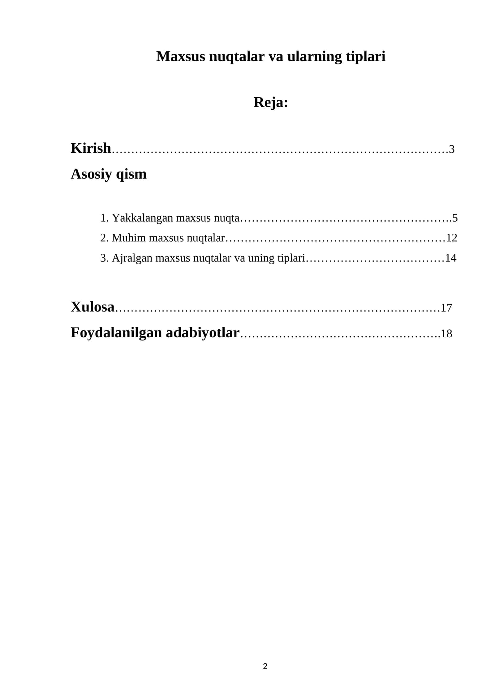Maxsus nuqtalar va ularning tiplari 1