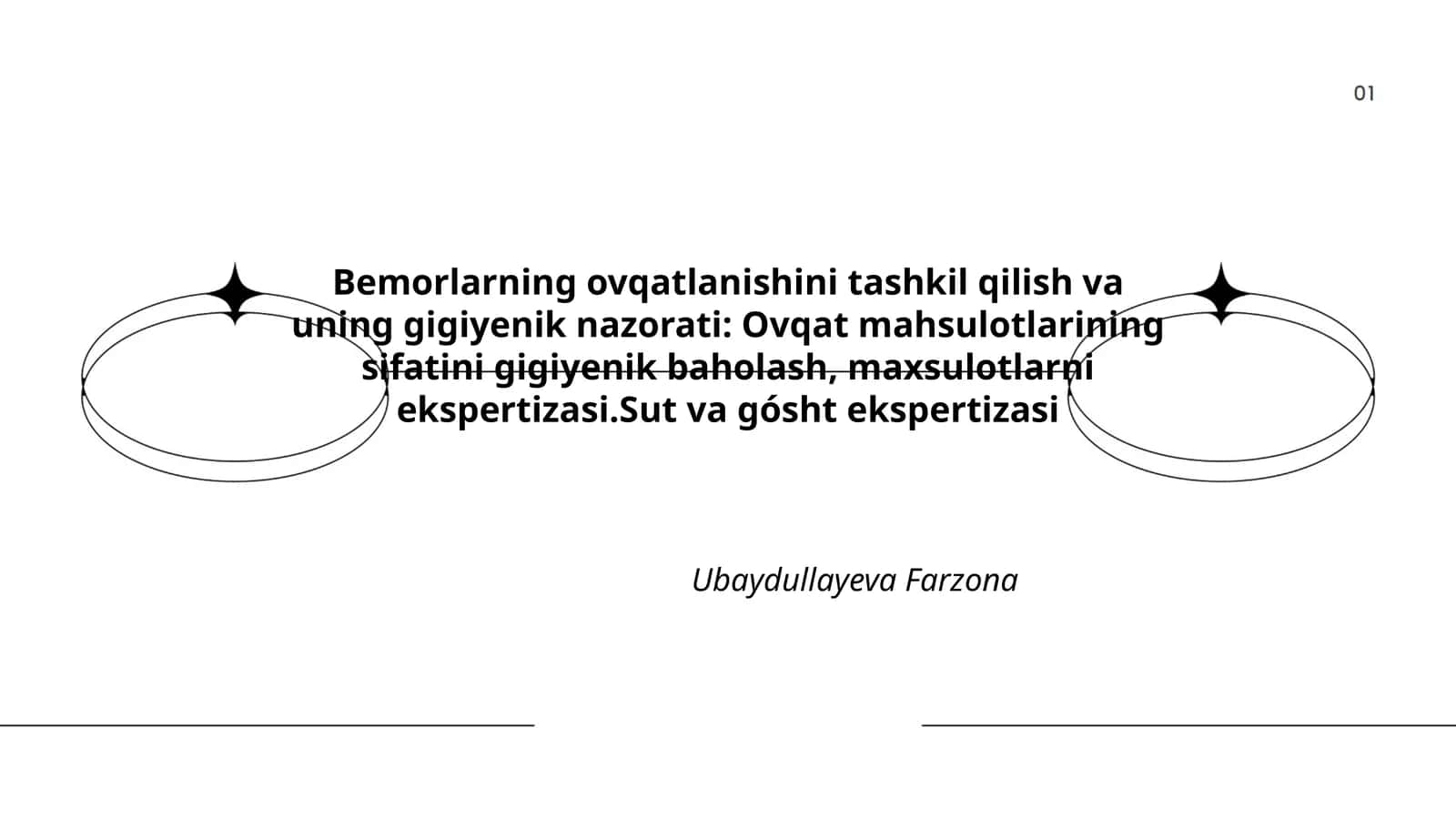 Bemorlarning ovqatlanishini tashkil qilish va uning gigiyenik nazorati: Ovqat mahsulotlarining sifatini gigiyenik baholash, maxsulotlarni ekspertizasi.Sut va gósht ekspertizasi 1