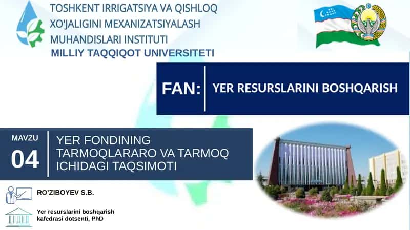 YER RESURALARINI BOSHQARISH 1