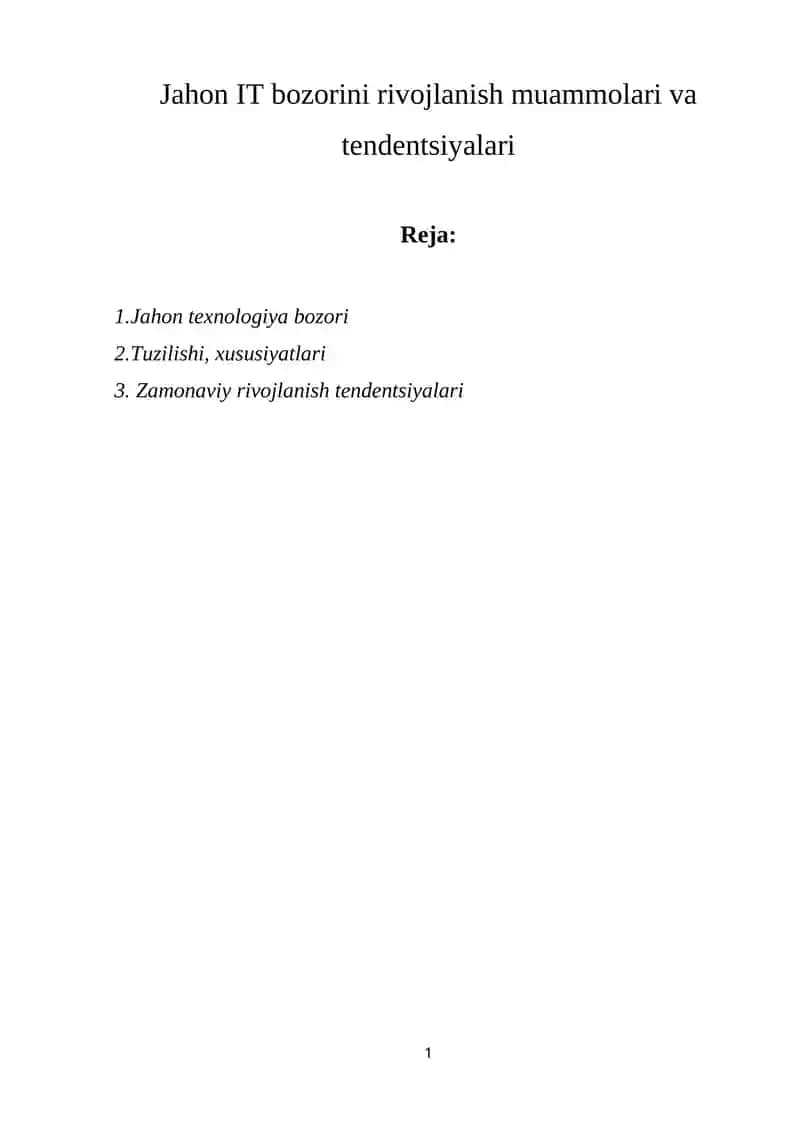 Jahon texnologiya bozori