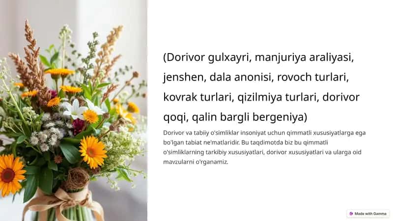 Dorivor va Tabiiy O'simliklar 1