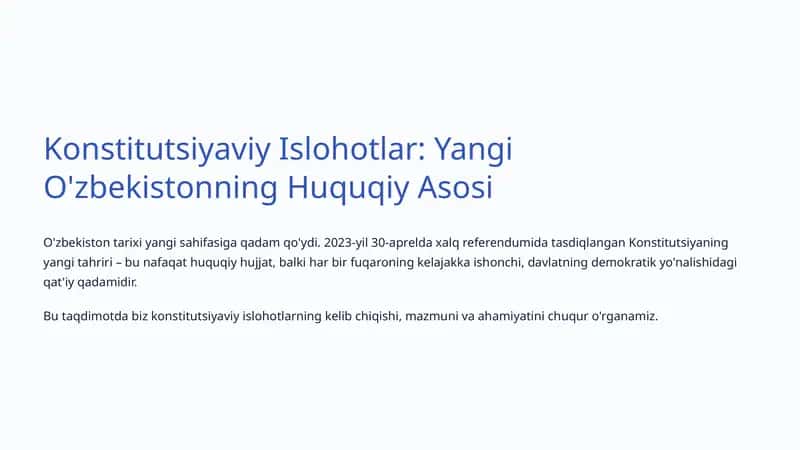 Konstitutsiyaviy Islohotlar: Yangi O'zbekistonning Huquqiy Asosi 1