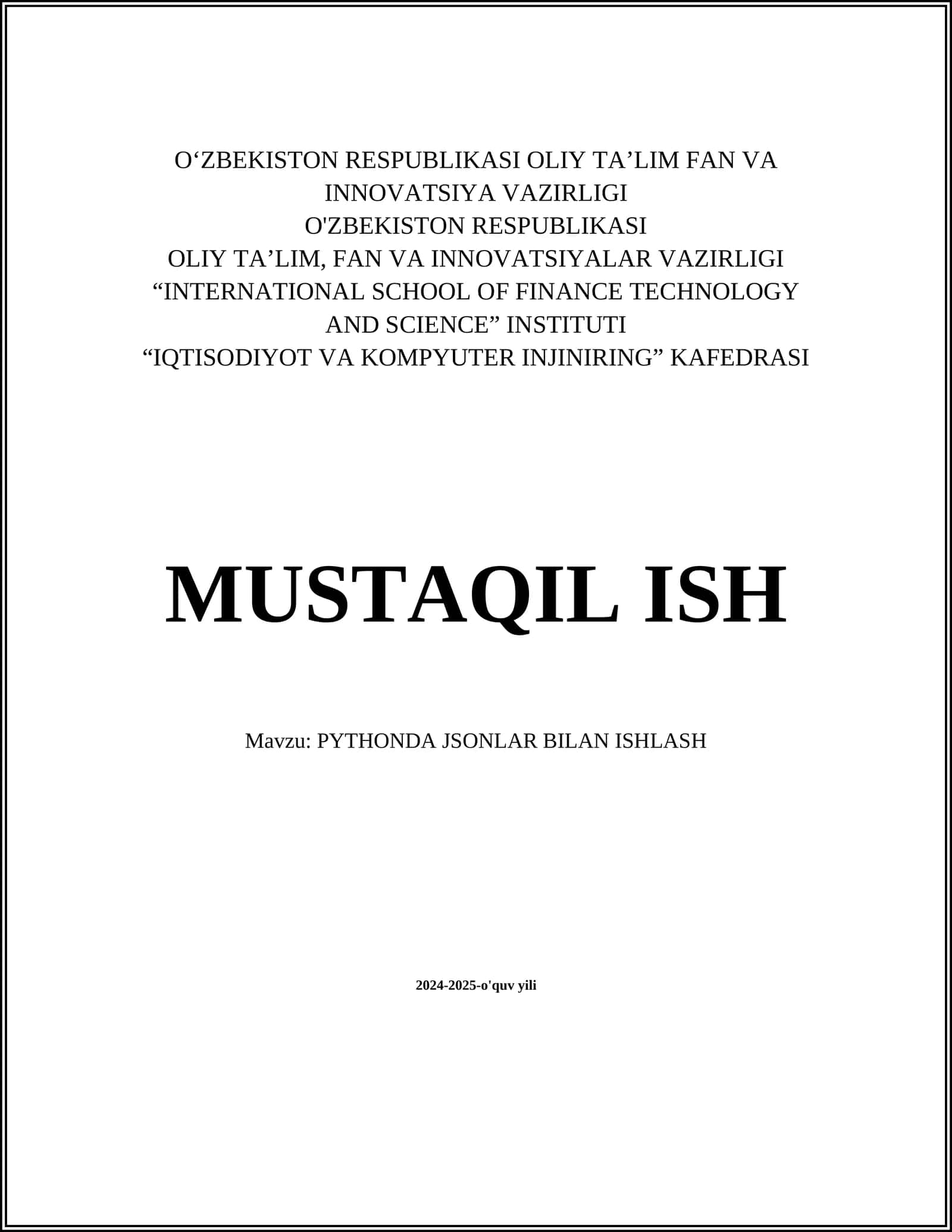 PYTHONDA JSONLAR BILAN ISHLASH 1