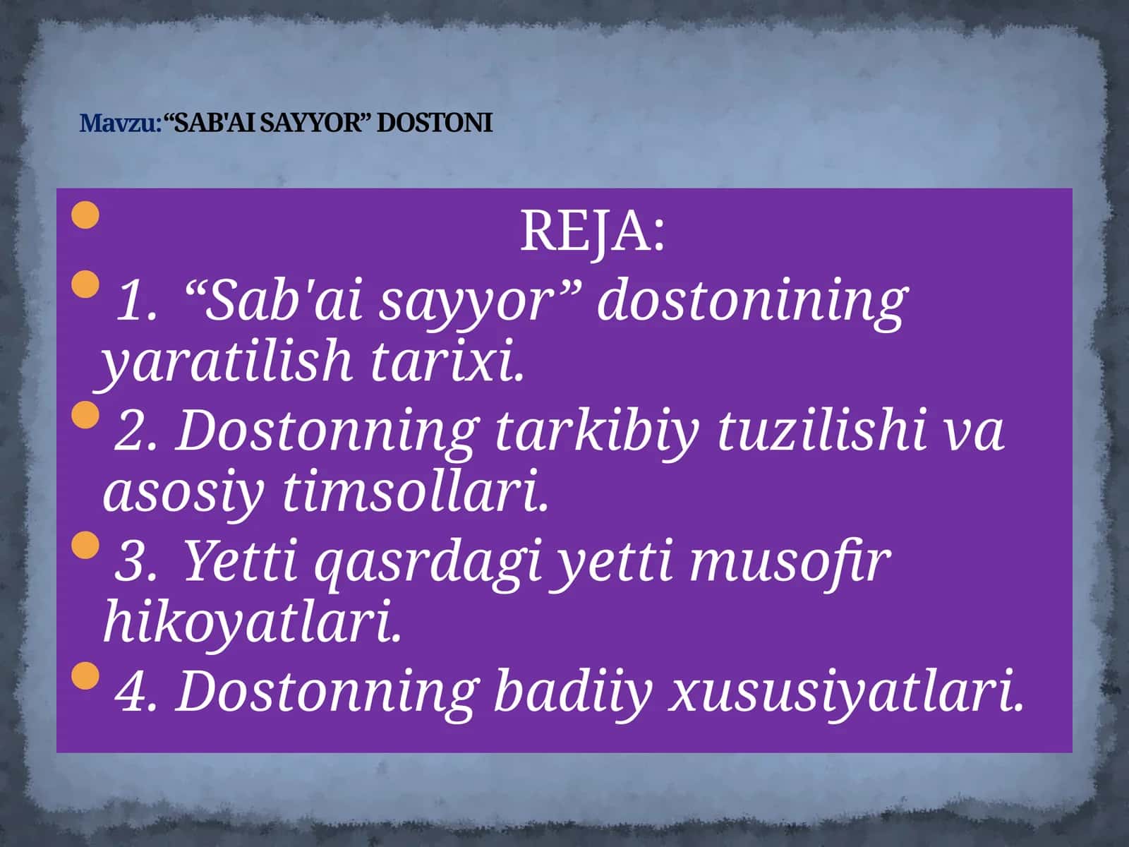 “SAB'AI SAYYOR”DOSTONI 1