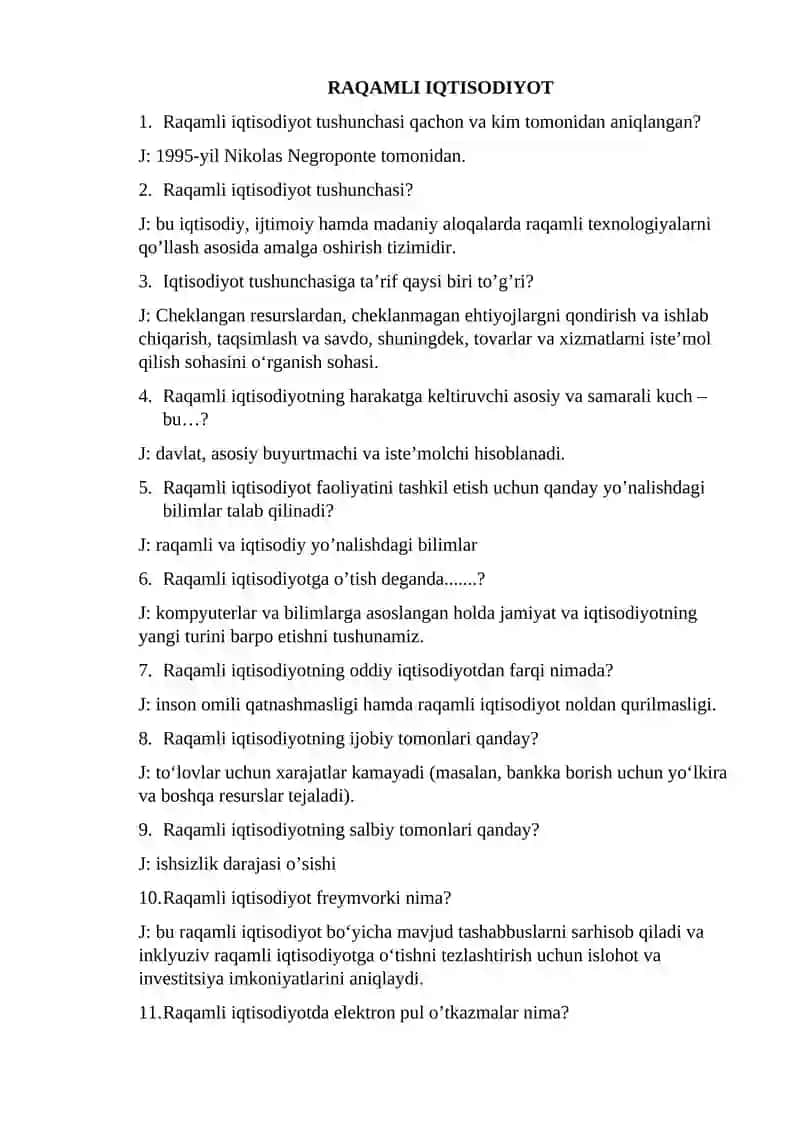 RAQAMLI IQTISODIYOT