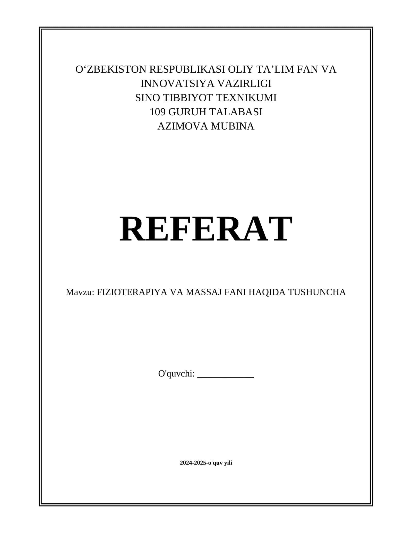 FIZIOTERAPIYA VA MASSAJ FANI HAQIDA TUSHUNCHA 1