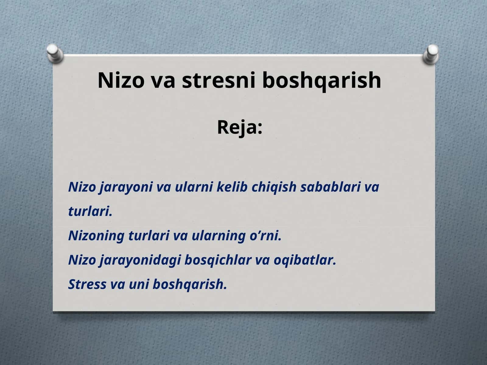 Nizo va stresni boshqarish 1