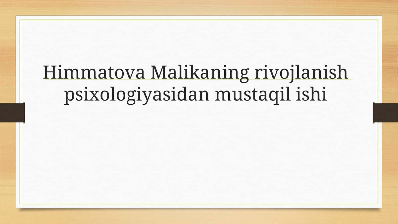 O‘SMIRLIK DAVRI 1