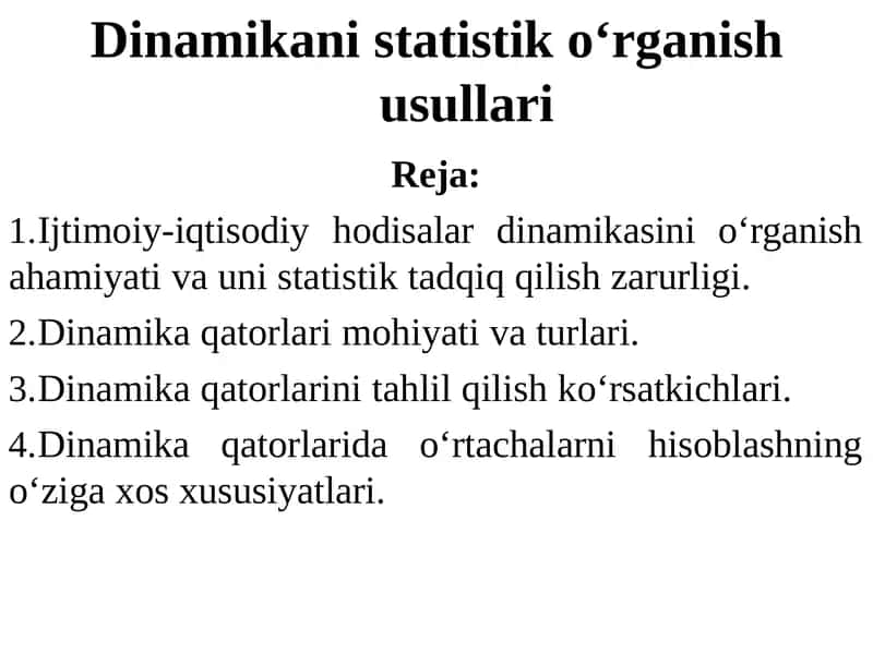 Dinamikani statistik о‘rganish usullari 1