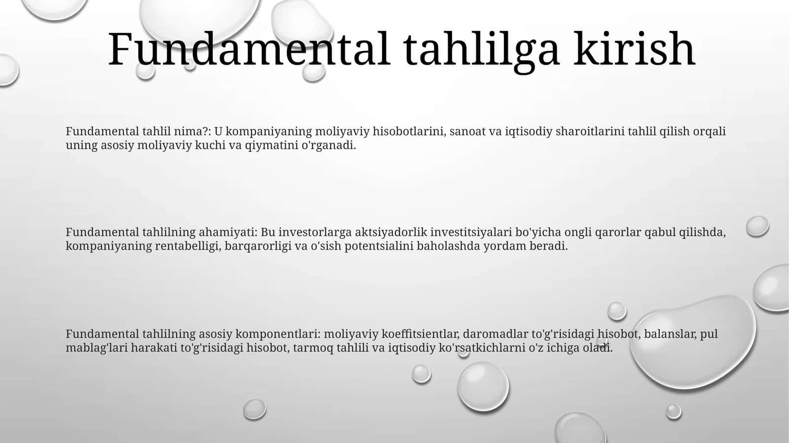 Fundamental tahlil nima? 1