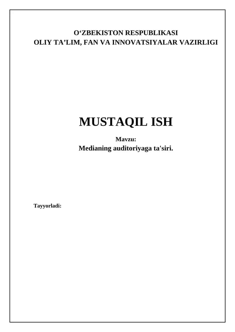 Medianing auditoriyaga ta'siri 1