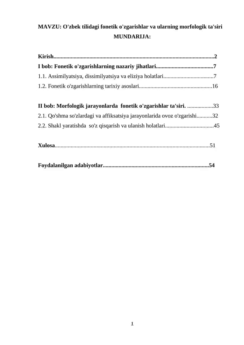 O'zbek tilidagi fonetik o'zgarishlar va ularning morfologik ta'siri 1
