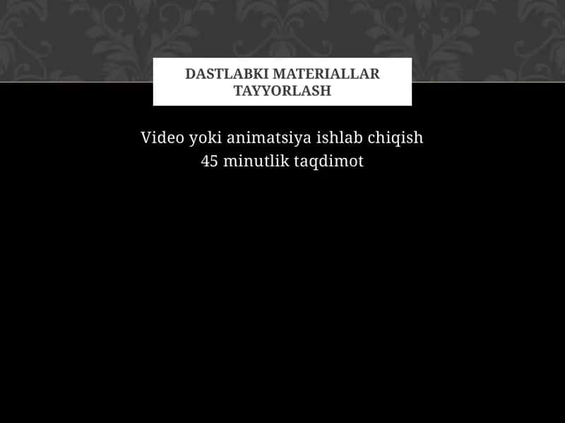 Video yoki animatsiya ishlab chiqish 1