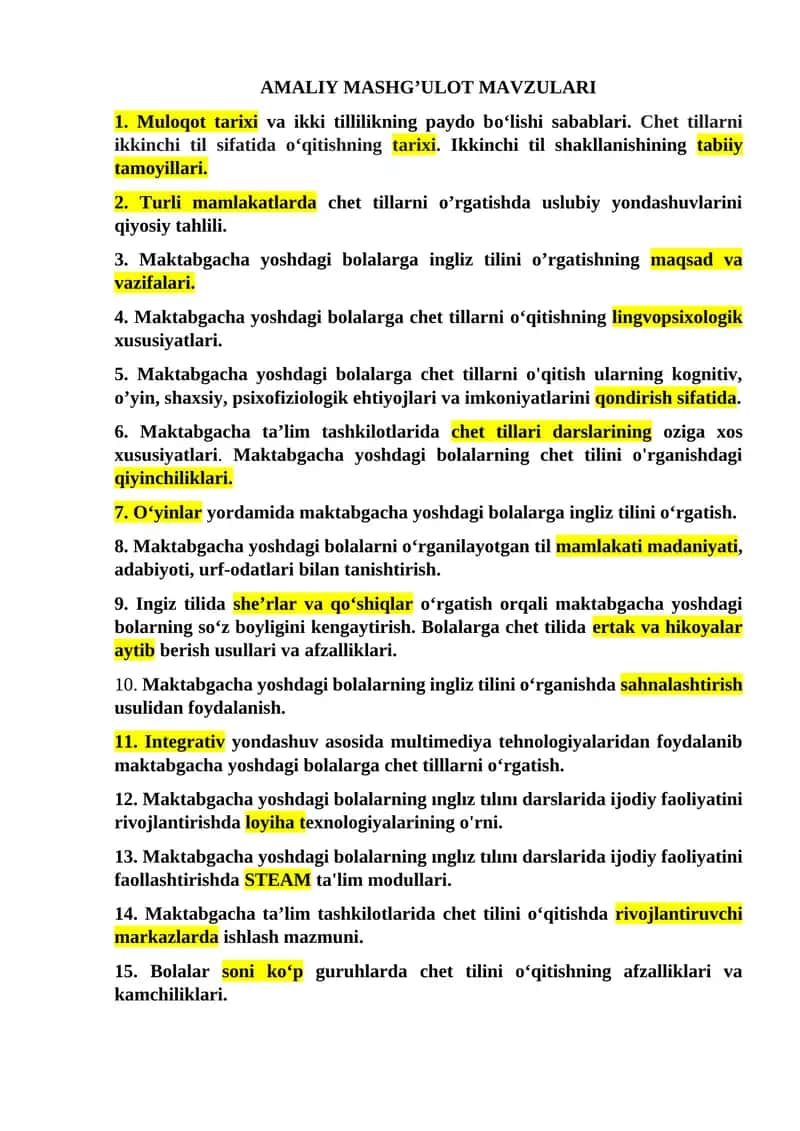 Maktabgacha Yoshlar Uchun Chet Tillarini O'rgatish 1