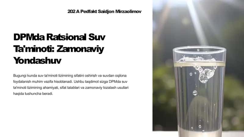Ratsional Suv Ta'minoti: Zamonaviy Yondashuv 1