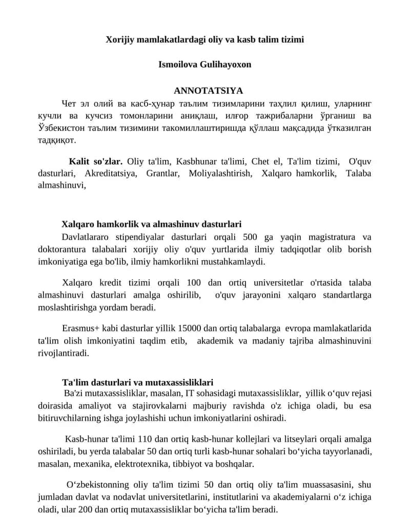 Xorijiy mamlakatlardagi oliy va kasb talim tizimi 1