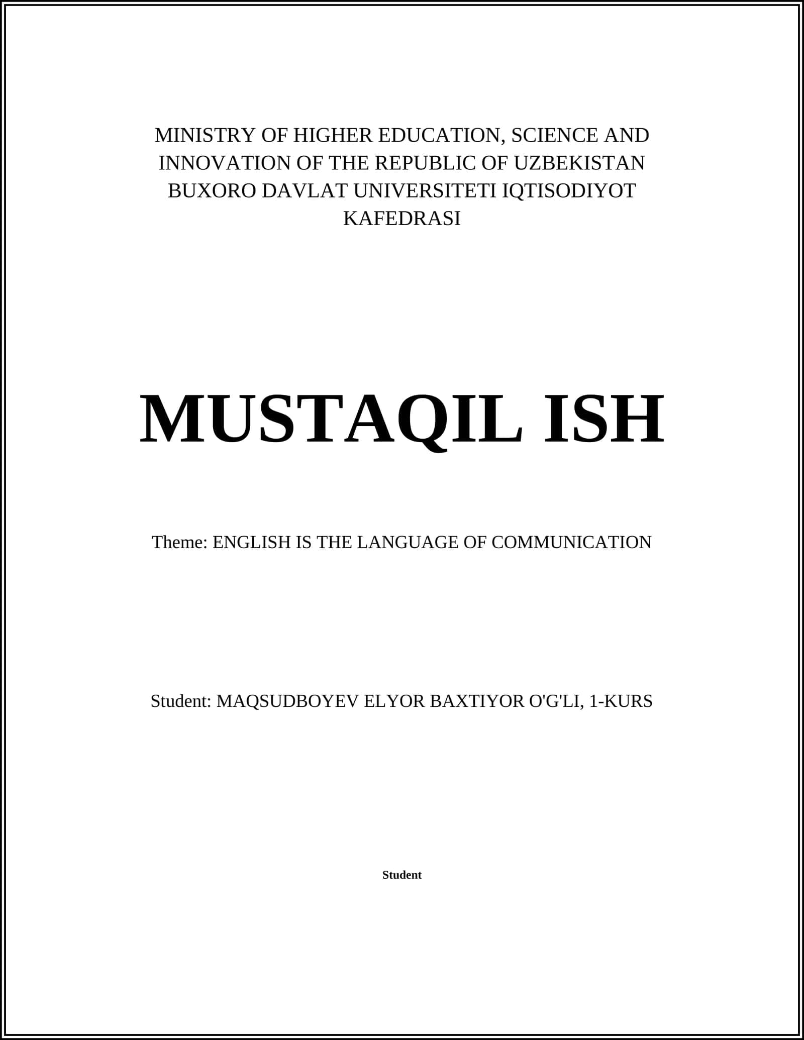 ENGLISH IS THE LANGUAGE OF COMMUNICATION 1