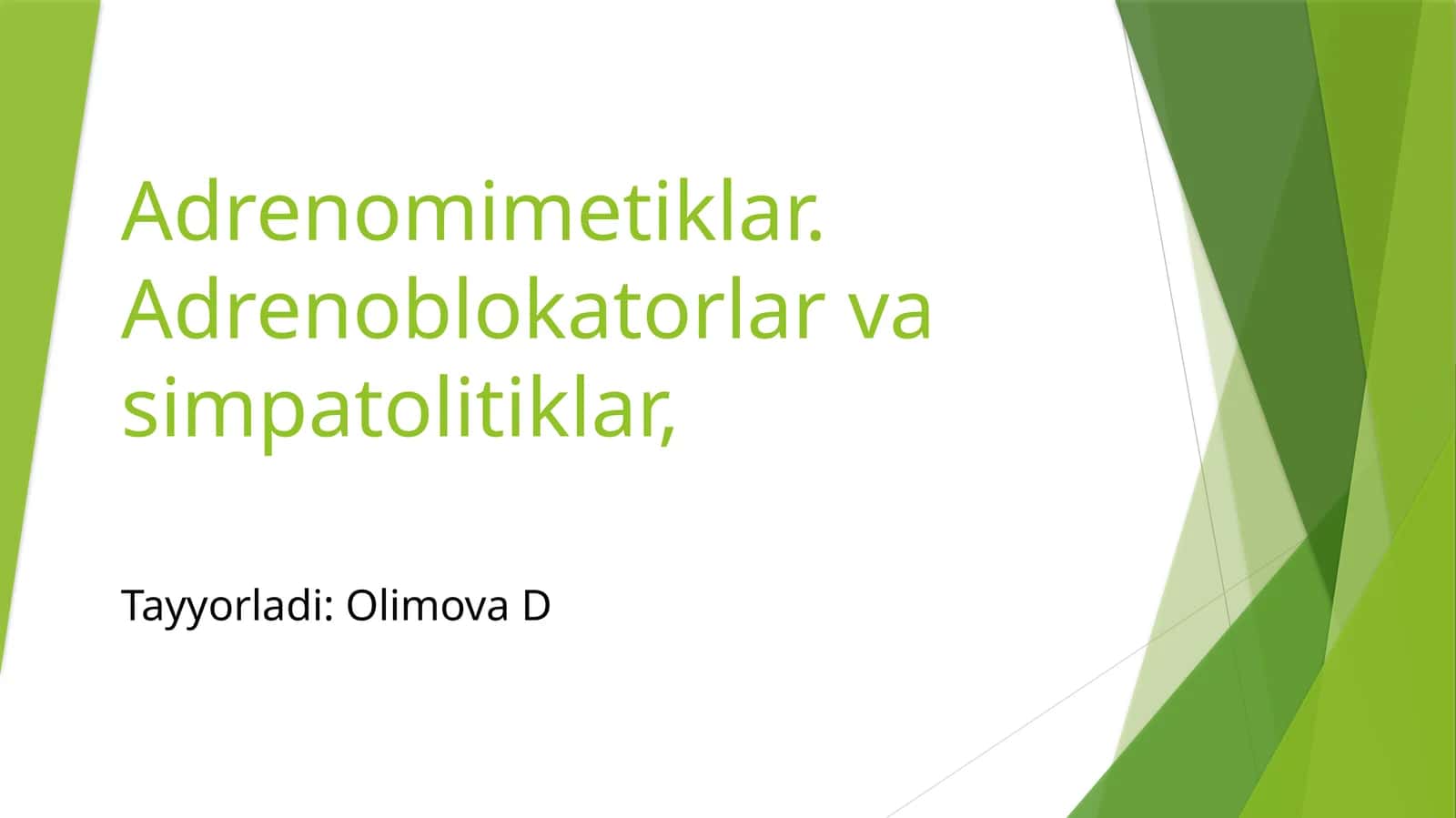 Adrenomimetiklar. Adrenoblokatorlar va simpatolitiklar 1