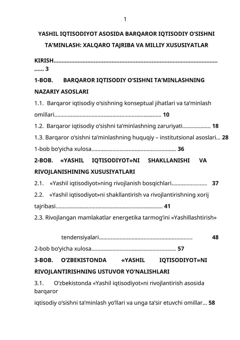 YASHIL IQTISODIYOT ASOSIDA BARQAROR IQTISODIY O‘SISHNI TA’MINLASH 1