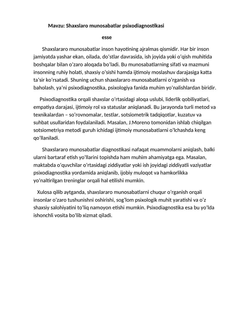 Shaxslaro munosabatlar psixodiagnostikasi 1