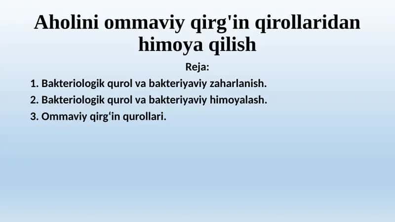Aholini ommaviy qirg'in qirollaridan himoya qilish 1