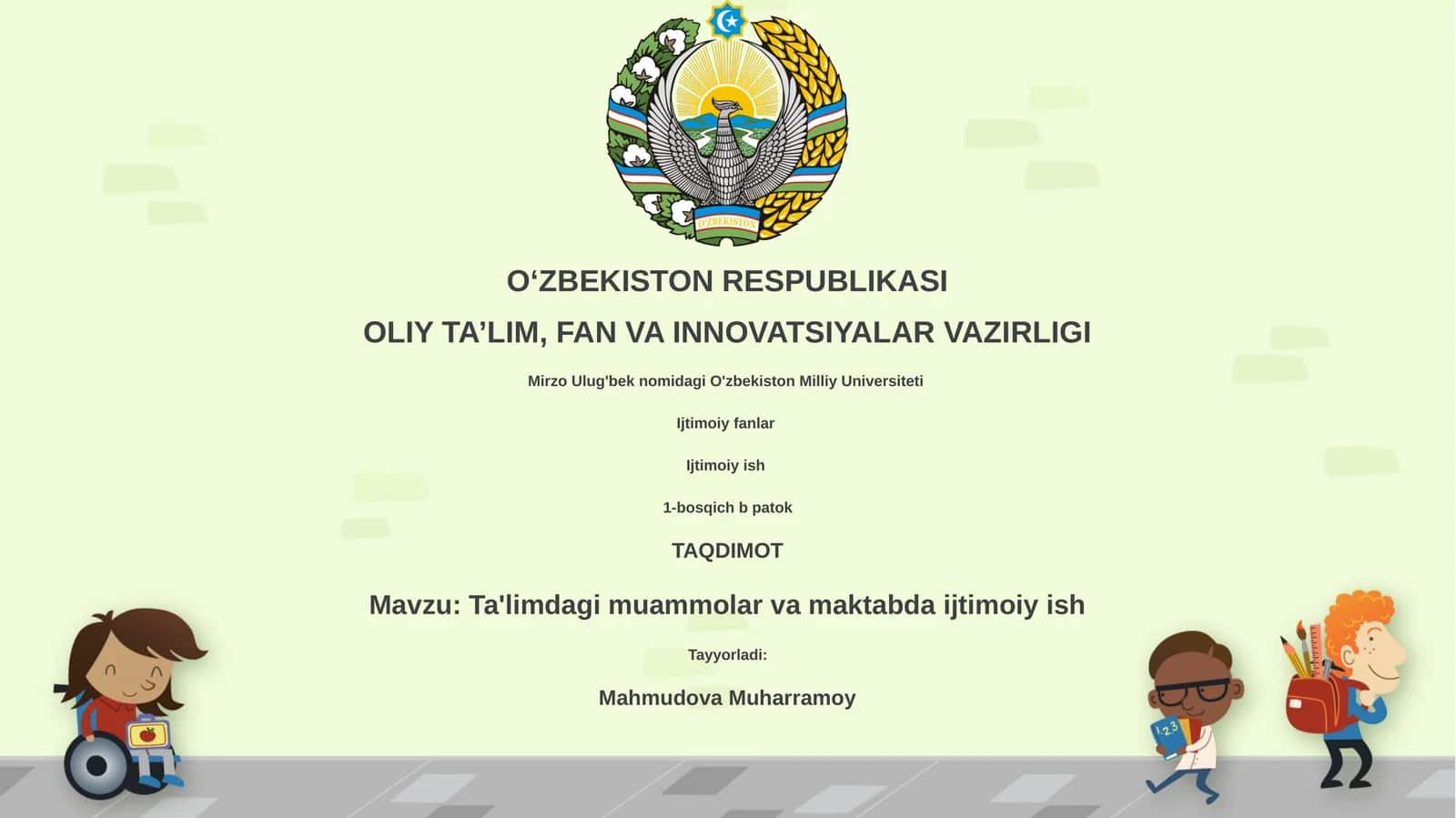 Ta'limdagi muammolar va maktabda ijtimoiy ish 1