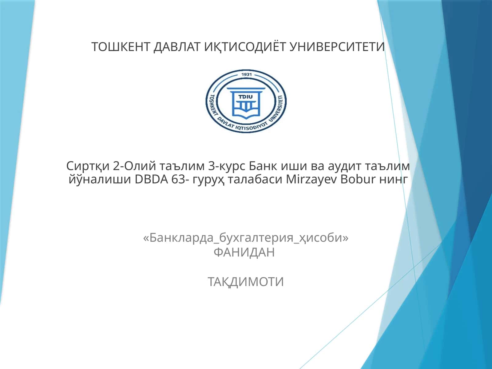BANKLARDA MODDIY VA NOMODDIY AKTIVLAR HISOBI 1