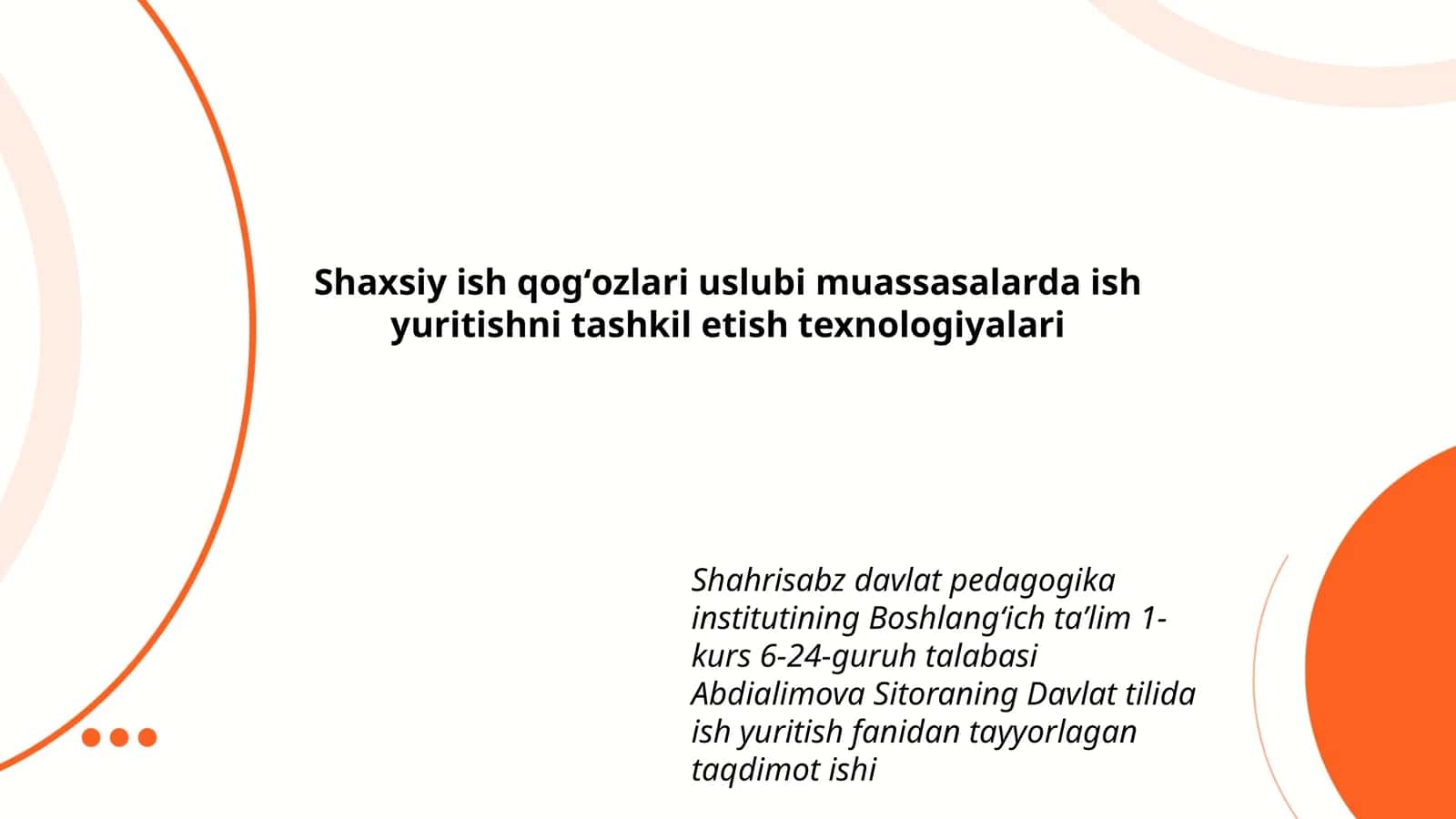 Ish yuritish texnologiyalari 1