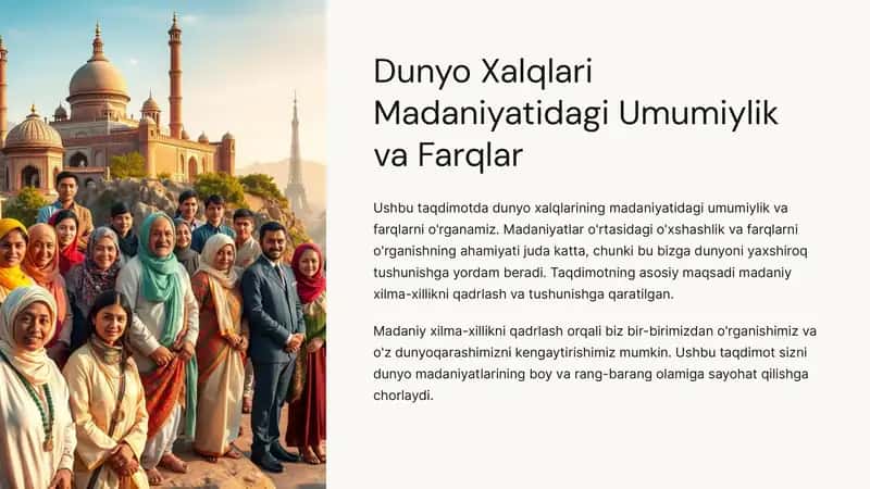 Dunyo Xalqlari Madaniyatidagi Umumiylik va Farqlar 1