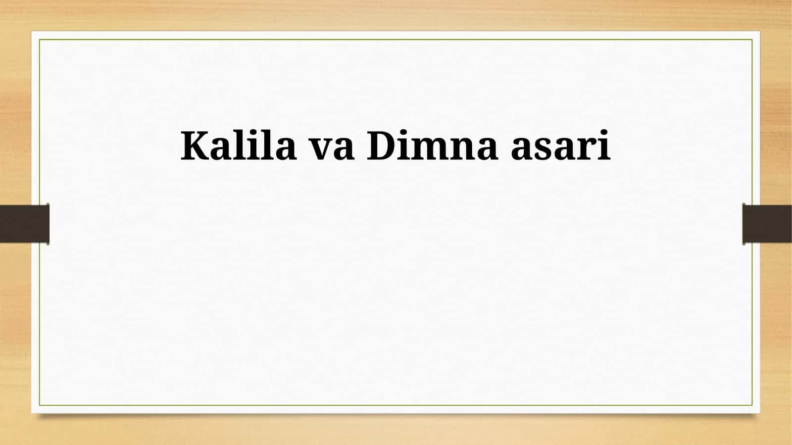Kalila va Dimna asari 1