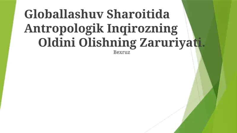 Antropologik Inqirozning Oldini Olish 1