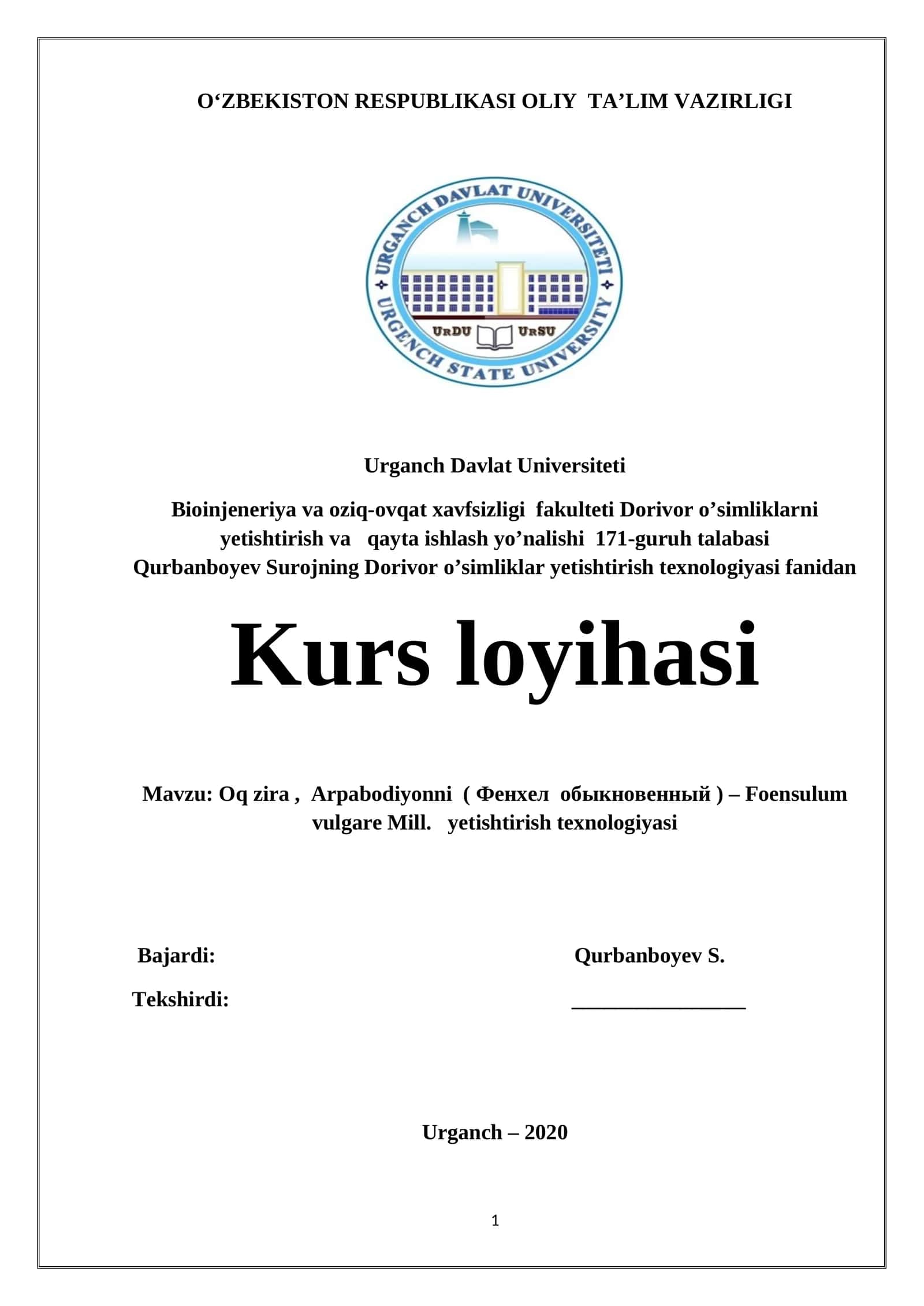 Kurs loyihasi 1