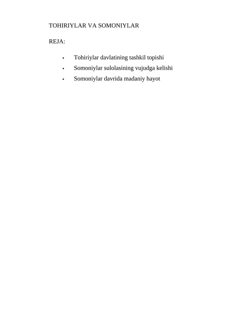Tohiriylar va Somoniylar 1