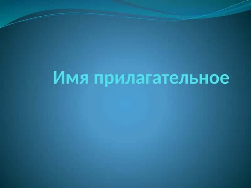 Имя прилагательное 1