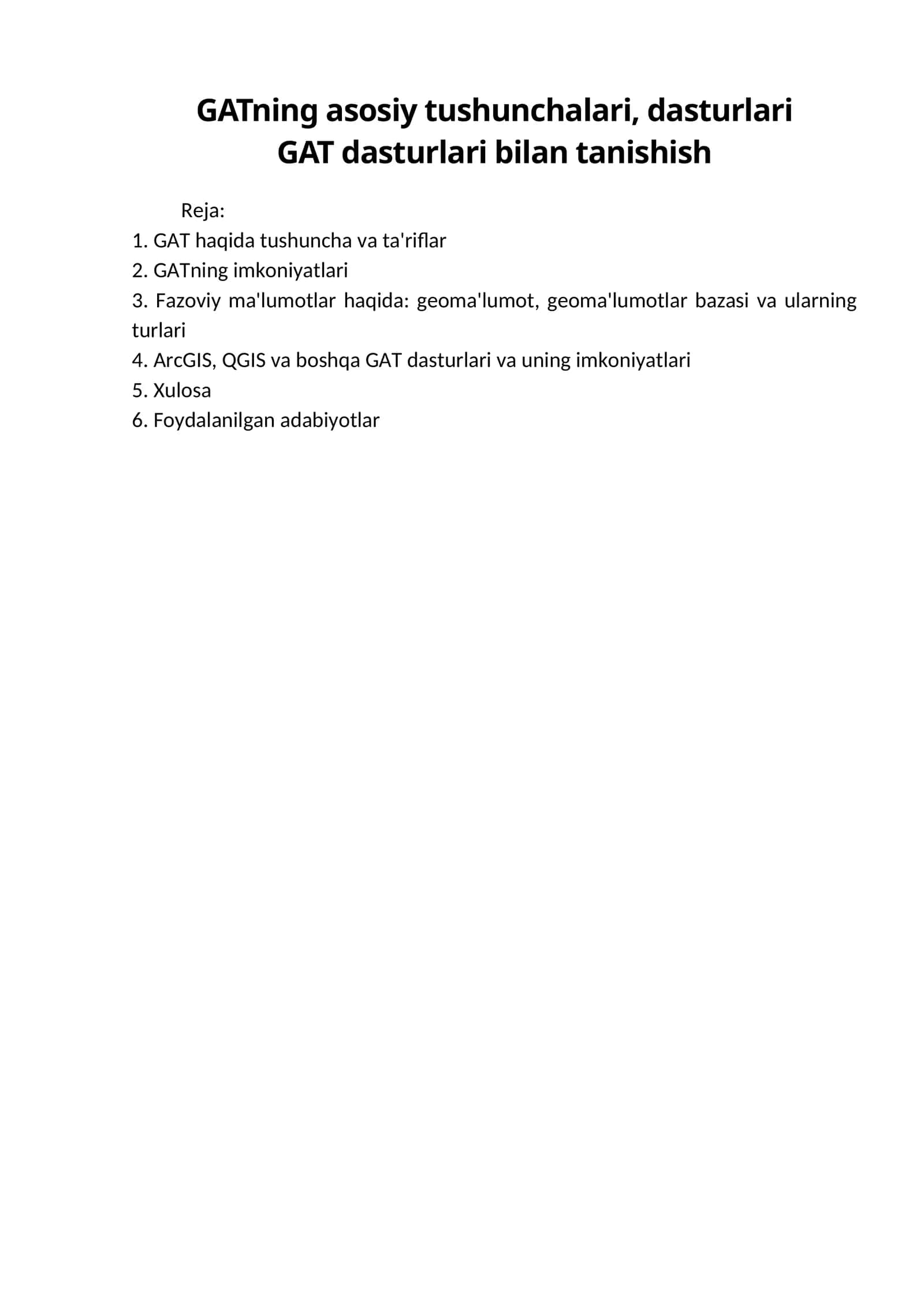 Geoaxborot tizimlarining asosiy tushunchalari haqida 1