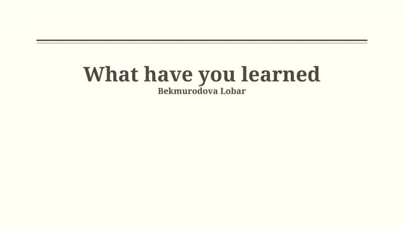 O'rganganlarim 1